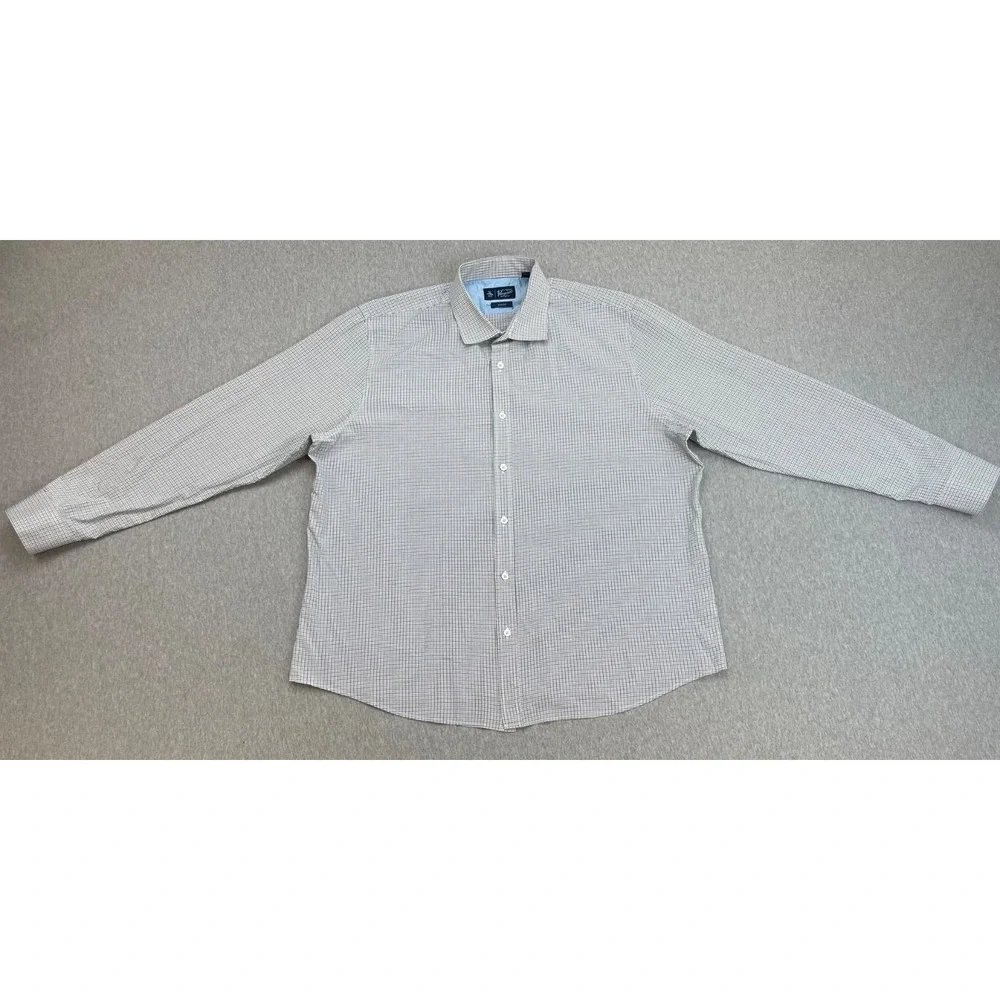 Original Penguin Shirt Mens Micro 17 - 34/35 Check Cotton Blend Slim Button Up